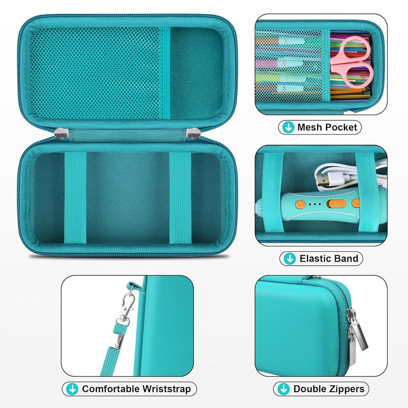 RAIALL Hard Case for 3Doodler 3D Pen for Kids, 3D Printing Pen 3D Pens Storage Organizer Bag Holder, Mesh Pocket Fits Plastic Filaments and Cable, Green (Case Only) - Image 4